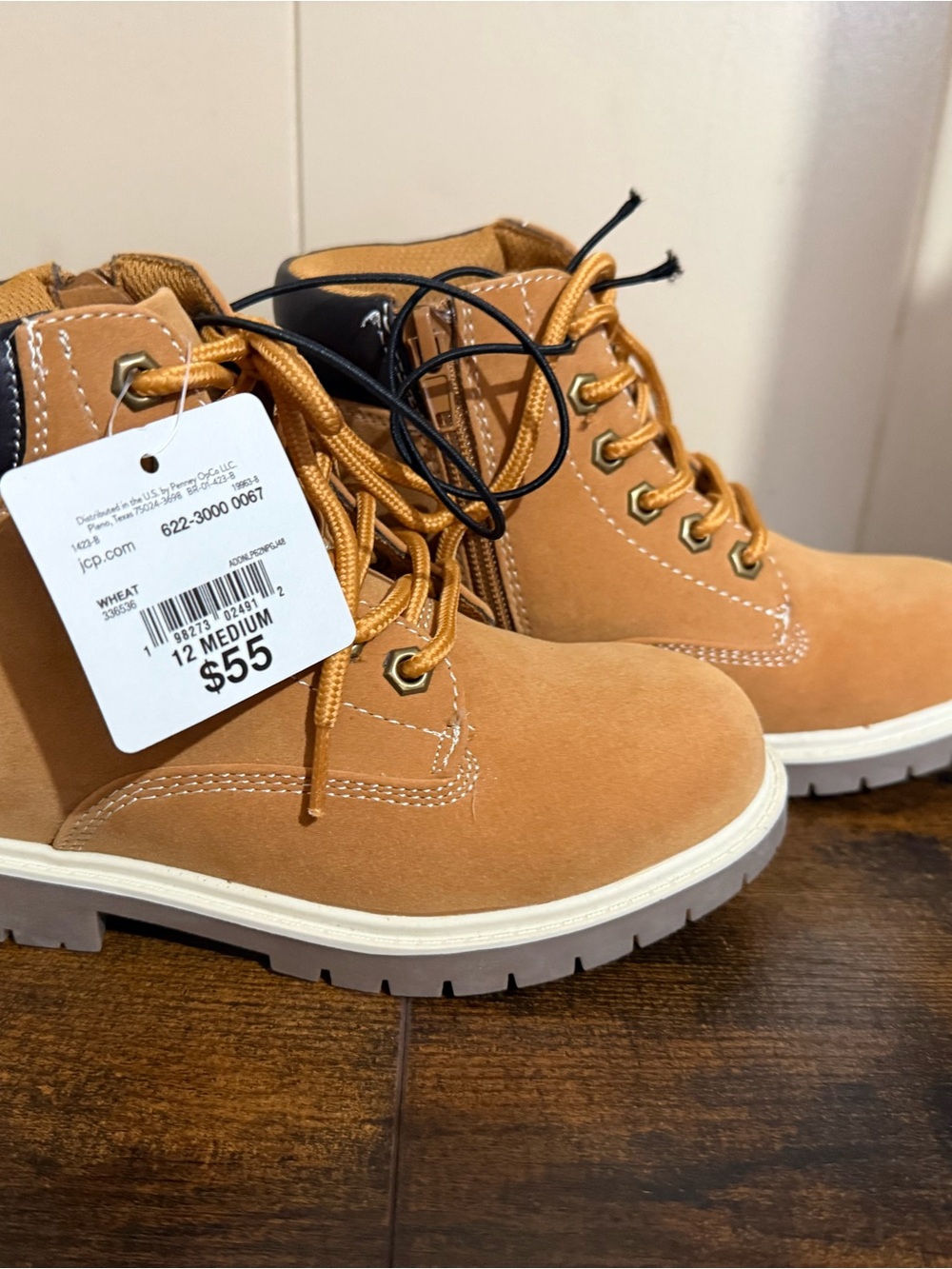 Kids Wheat Lace-Up Ankle Boots